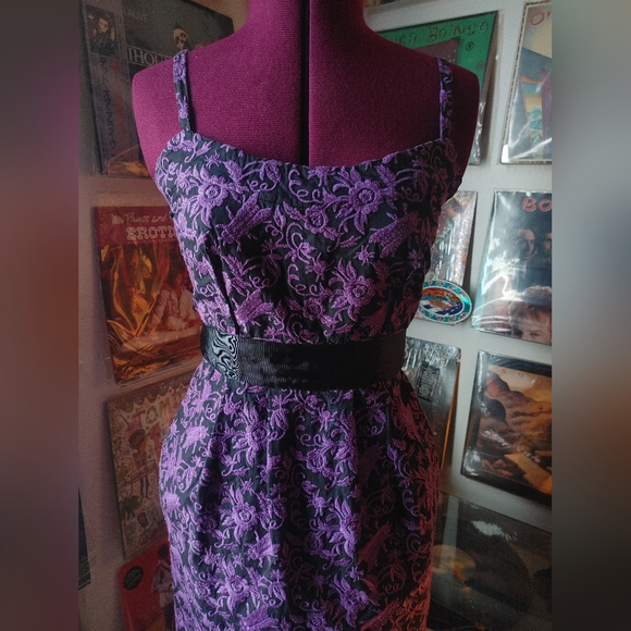 Betsey Johnson Purple Embroidered Insect Pencil Dress y2k S - Picture 3 of 5